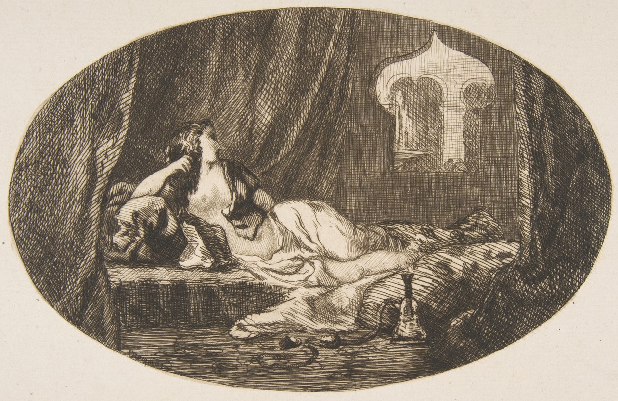 Odalisca reclinada en un harén de Felix Bracquemond