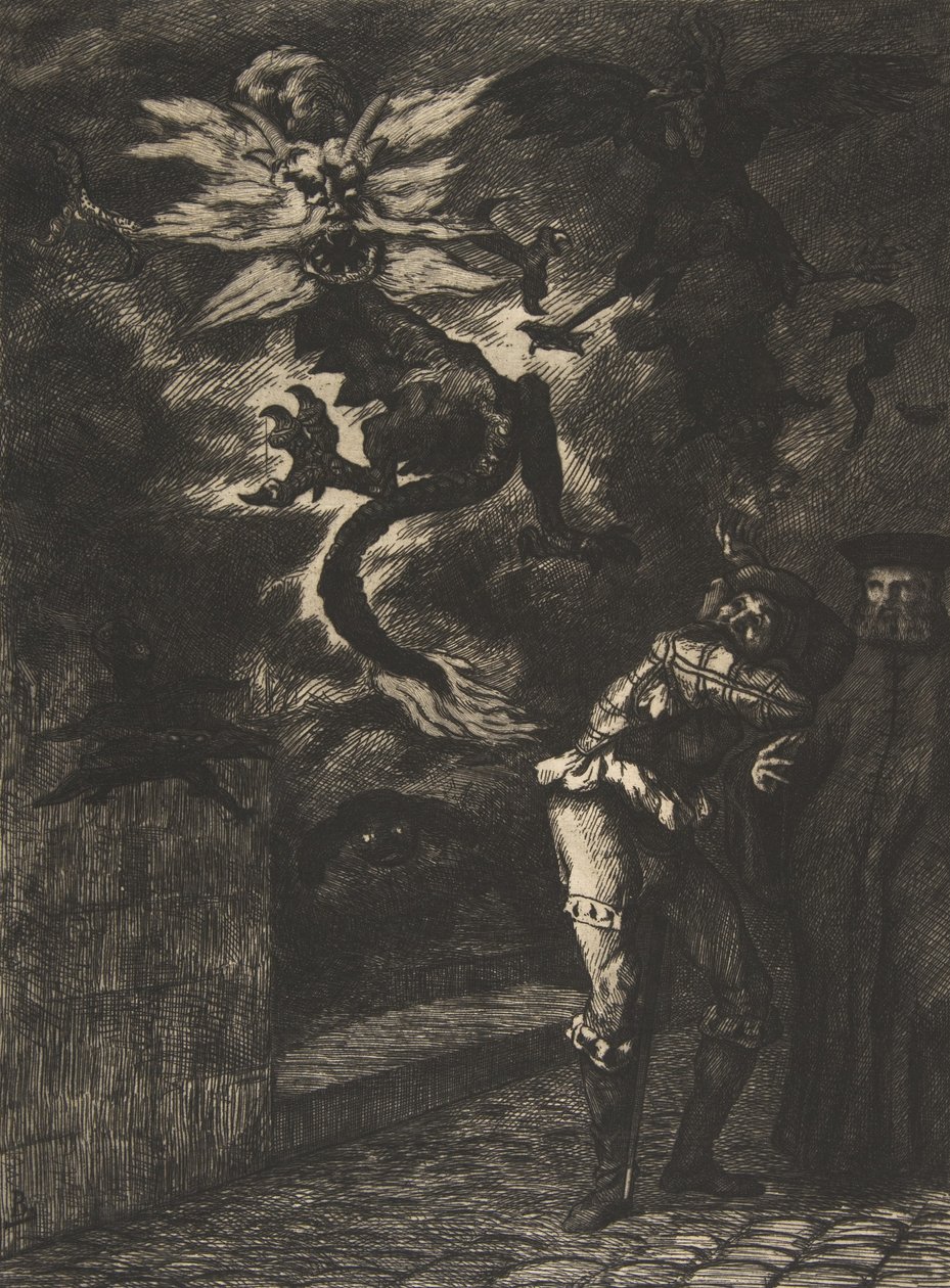 Panurge saliendo de la casa de Raminagrobis, 1854-55 de Felix Bracquemond