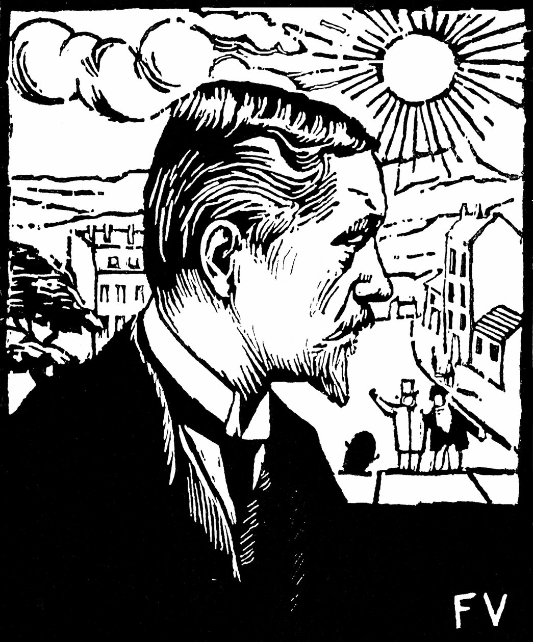 Auto retrato. Xilografía de Felix Edouard Vallotton (1865-1925), alrededor de 1890. Colección privada. de Felix Edouard Vallotton