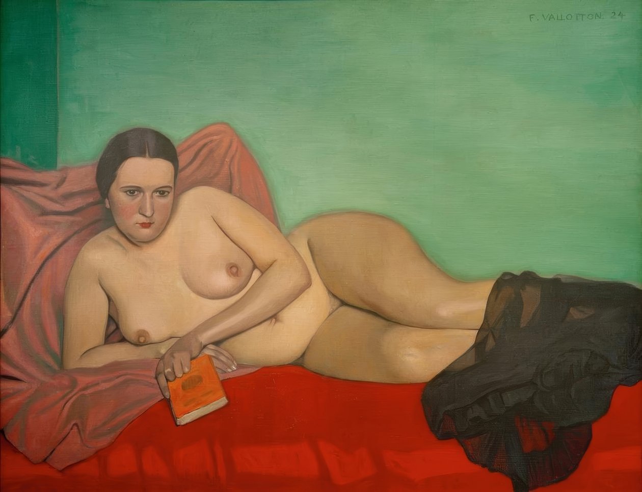 Mujer desnuda sosteniendo un libro de Felix Edouard Vallotton