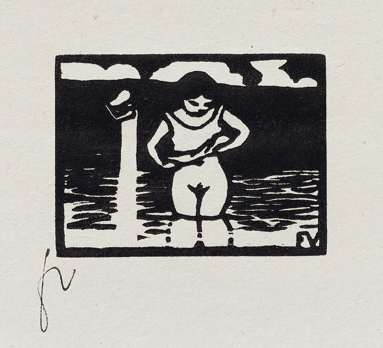 Chica quitándose la camisa, VI de "Les Petites Baigneuses", 1893 de Felix Edouard Vallotton