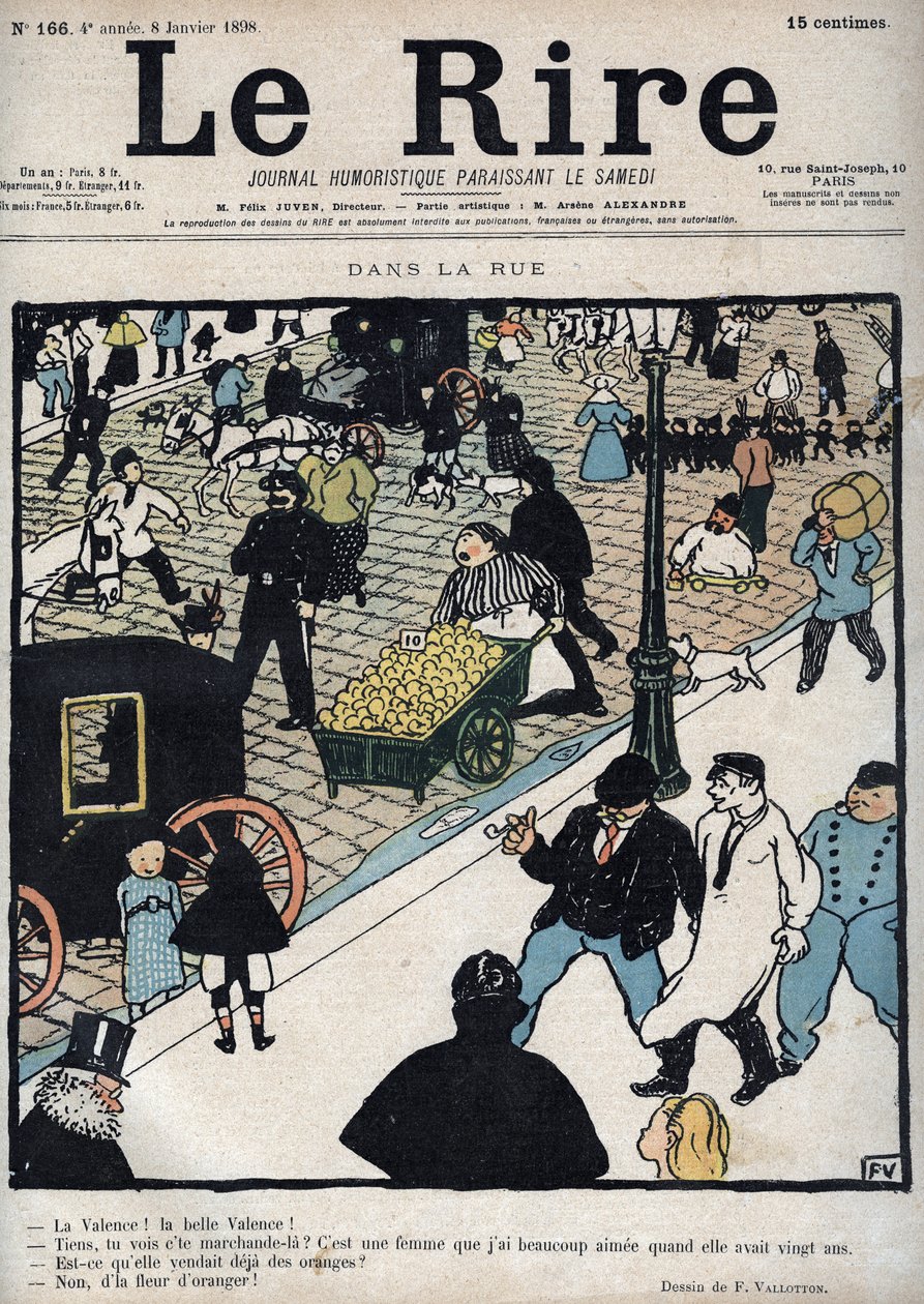 En la calle - Portada del periódico “Le Rire”, del 6 de enero de 1898, dibujo de Felix Vallotton de Felix Edouard Vallotton