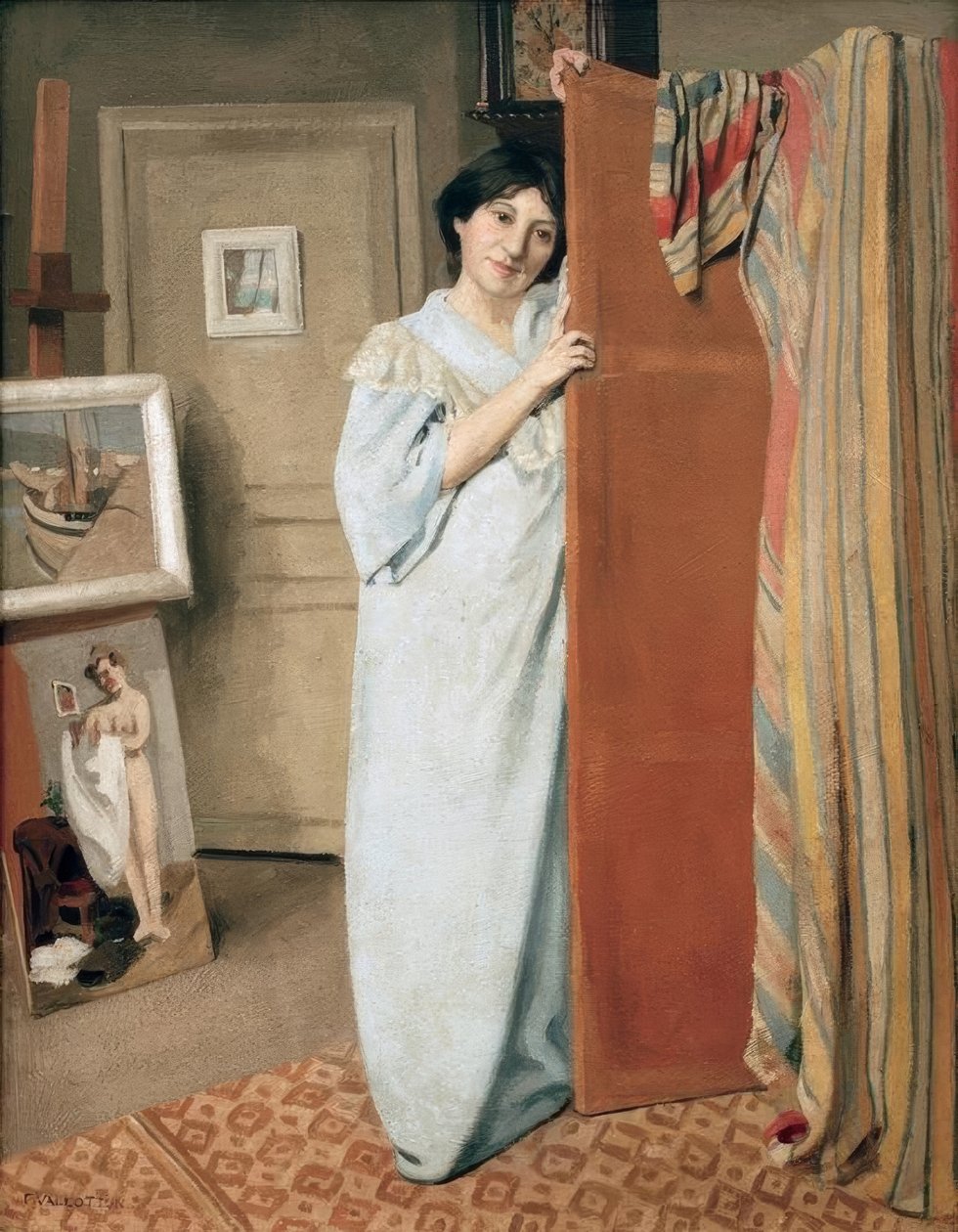 Interior del taller con la esposa del artista de Felix Edouard Vallotton