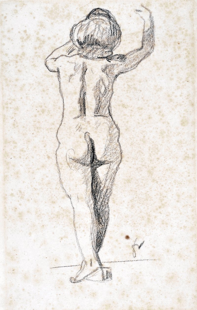 Nu de dos - Obra de Félix Vallotton (1865-1925), mina de plomo sobre papel (28x18 cm), principio del siglo XX - Musee de l