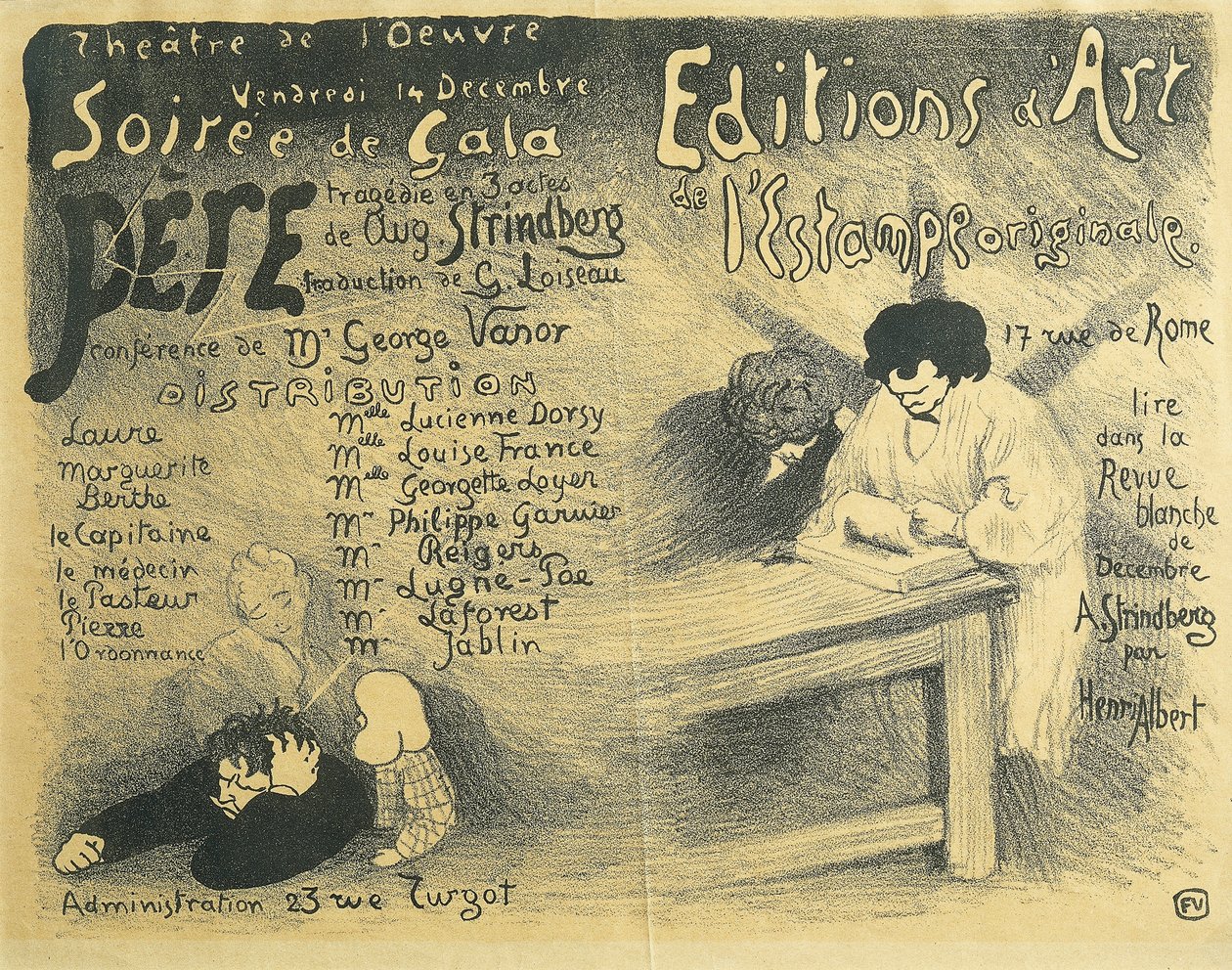 Programa de la Ópera de París, incluyendo obras de August Strindberg de Felix Edouard Vallotton
