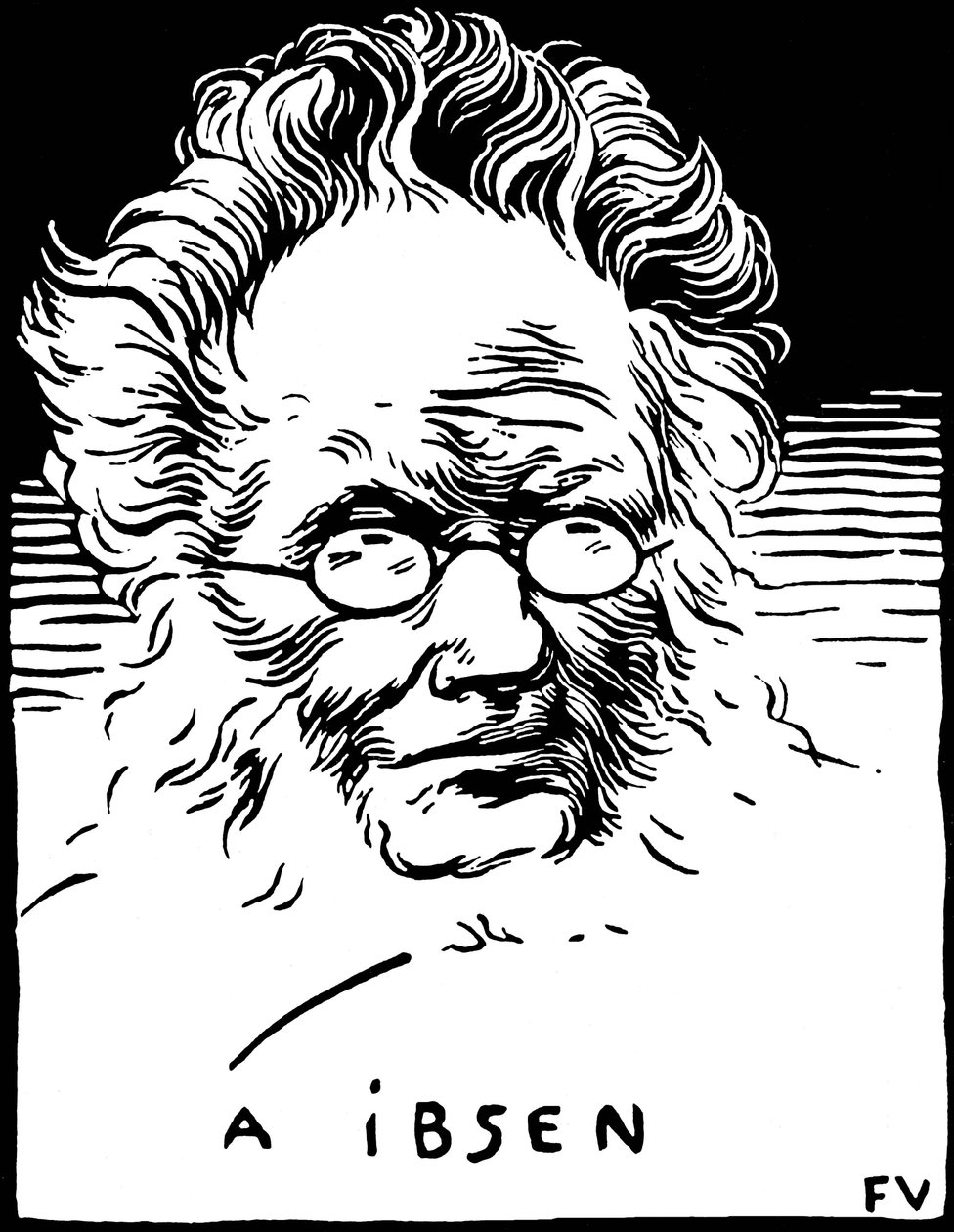 Retrato de Henrik (Henri) Johan Ibsen (1828-1906), dramaturgo noruego. Grabado de Felix Edouard Vallotton (1865-1925) de Felix Edouard Vallotton