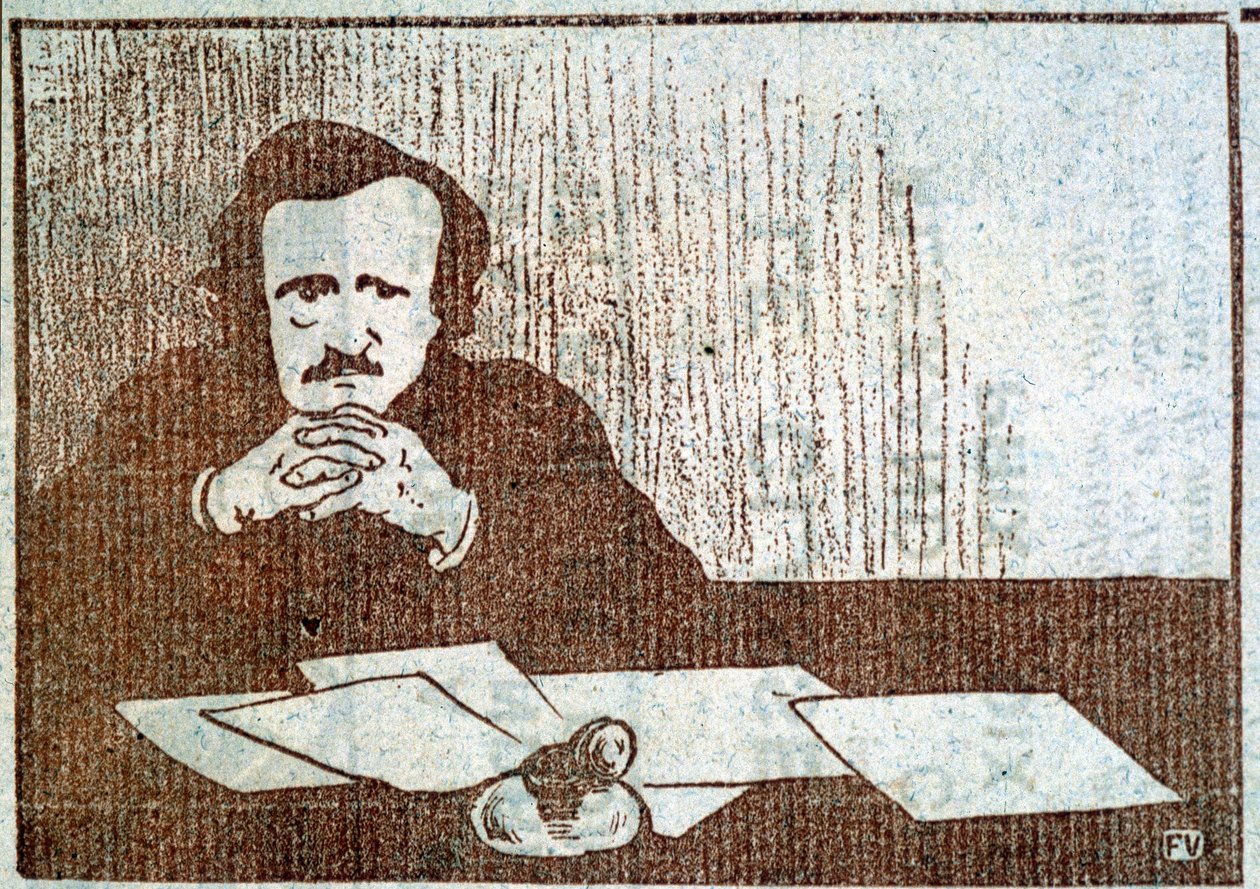 Retrato de Edgar Allan Poe - grabado por Félix Vallotton, circa 1900 de Felix Edouard Vallotton