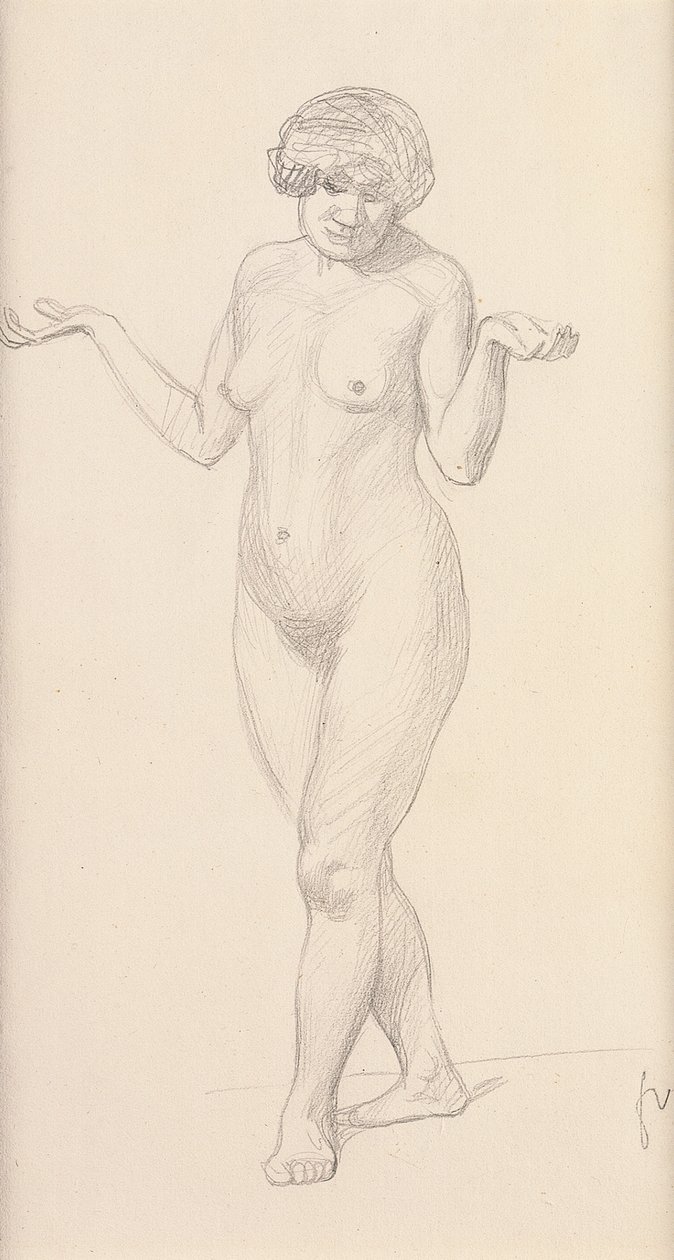 Desnudo de pie mirando hacia adelante de Felix Edouard Vallotton