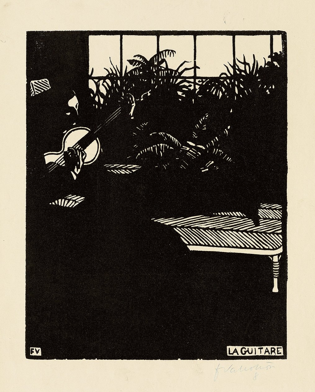 La guitarra, de la serie "Instrumentos musicales", V, 1897 de Felix Edouard Vallotton