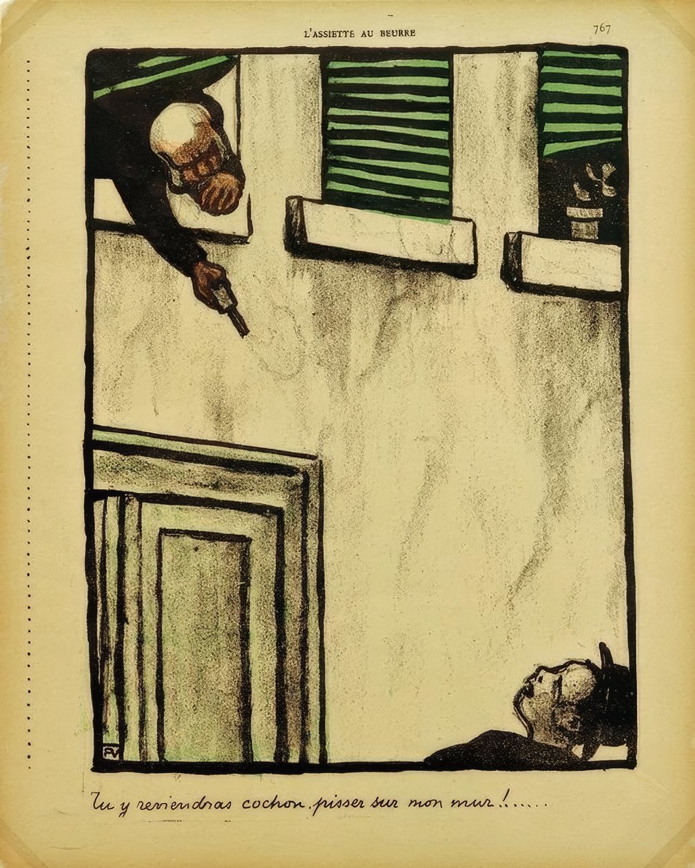 Volverás, cerdo, a orinar en mi muro de Felix Edouard Vallotton