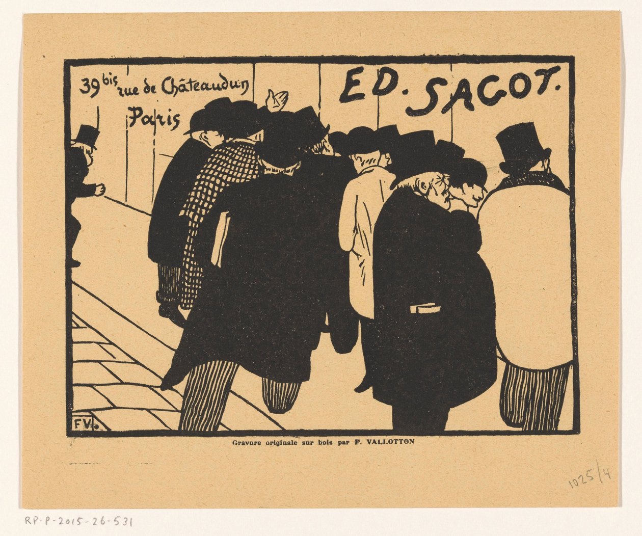 Tarjeta de visita del marchante de cuadros Edmond Sagot en París de Felix Edouard Vallotton