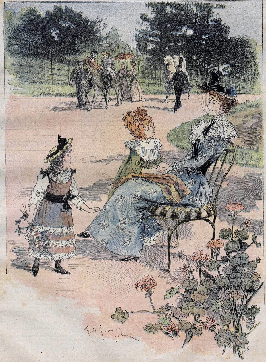 El paseo de los niños al jardín de aclimatación en París en 1892 de Felix Fournery
