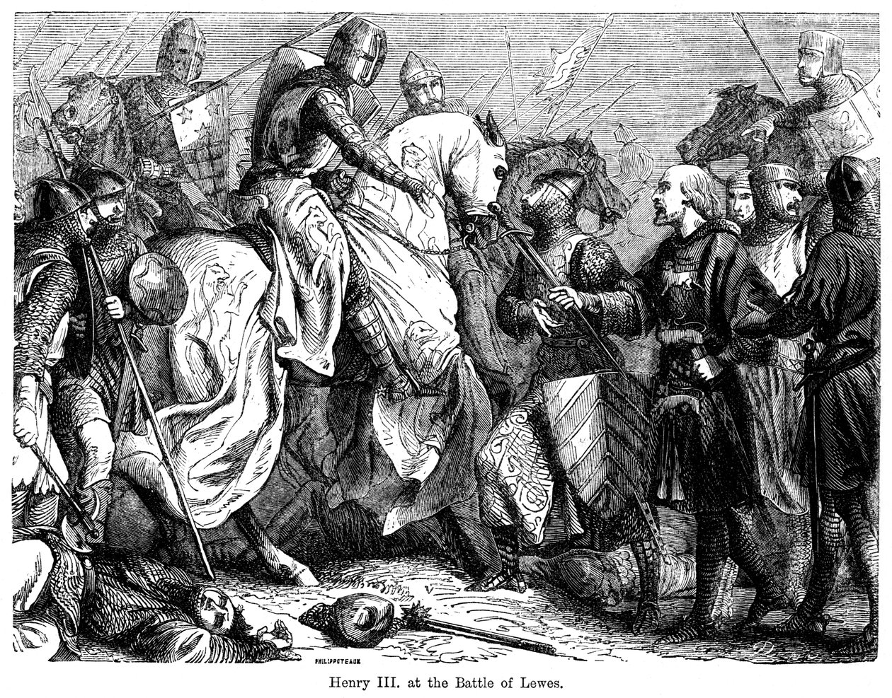 Enrique III en la batalla de Lewes, 14 de mayo de 1264 de Felix Henri Emmanuel Philippoteaux