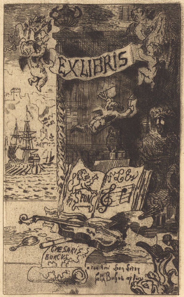 Ex-libris de Léon Lerey de Felix Hilaire Buhot