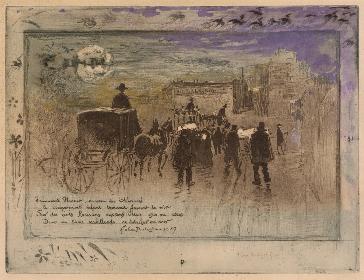 Procesión fúnebre en el Boulevard de Clichy de Felix Hilaire Buhot