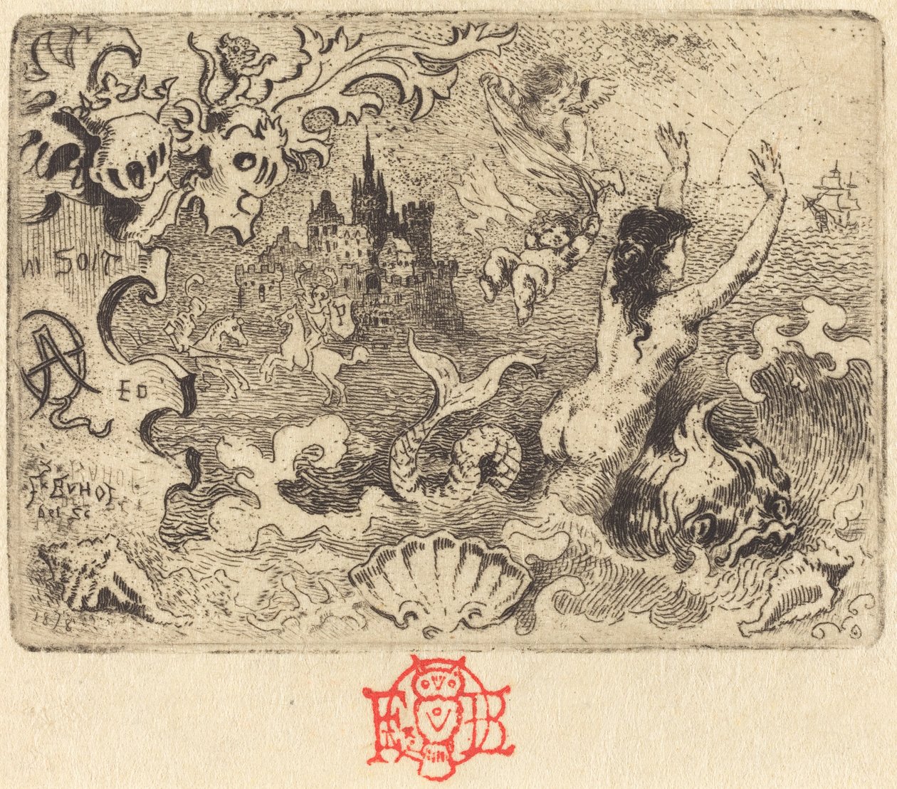 Le Diable amoureux de Jacques Cazotte, 2ª viñeta, 1878 de Felix Hilaire Buhot