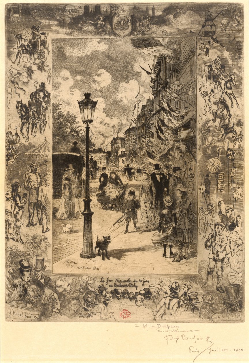 La Fête nationale au Boulevard Clichy de Felix Hilaire Buhot