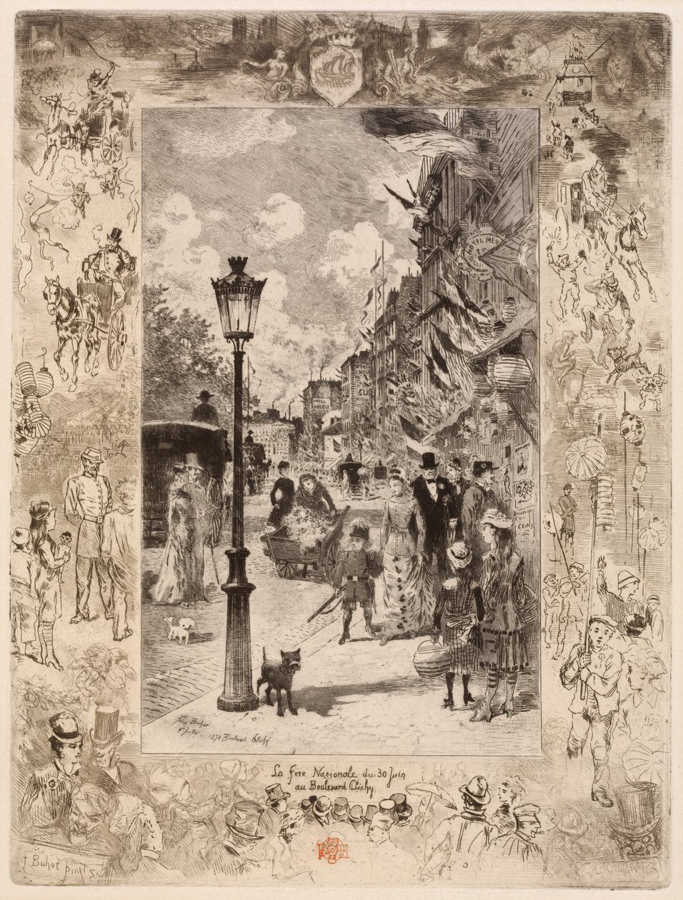 La Fête nationale au Boulevard Clichy de Felix Hilaire Buhot