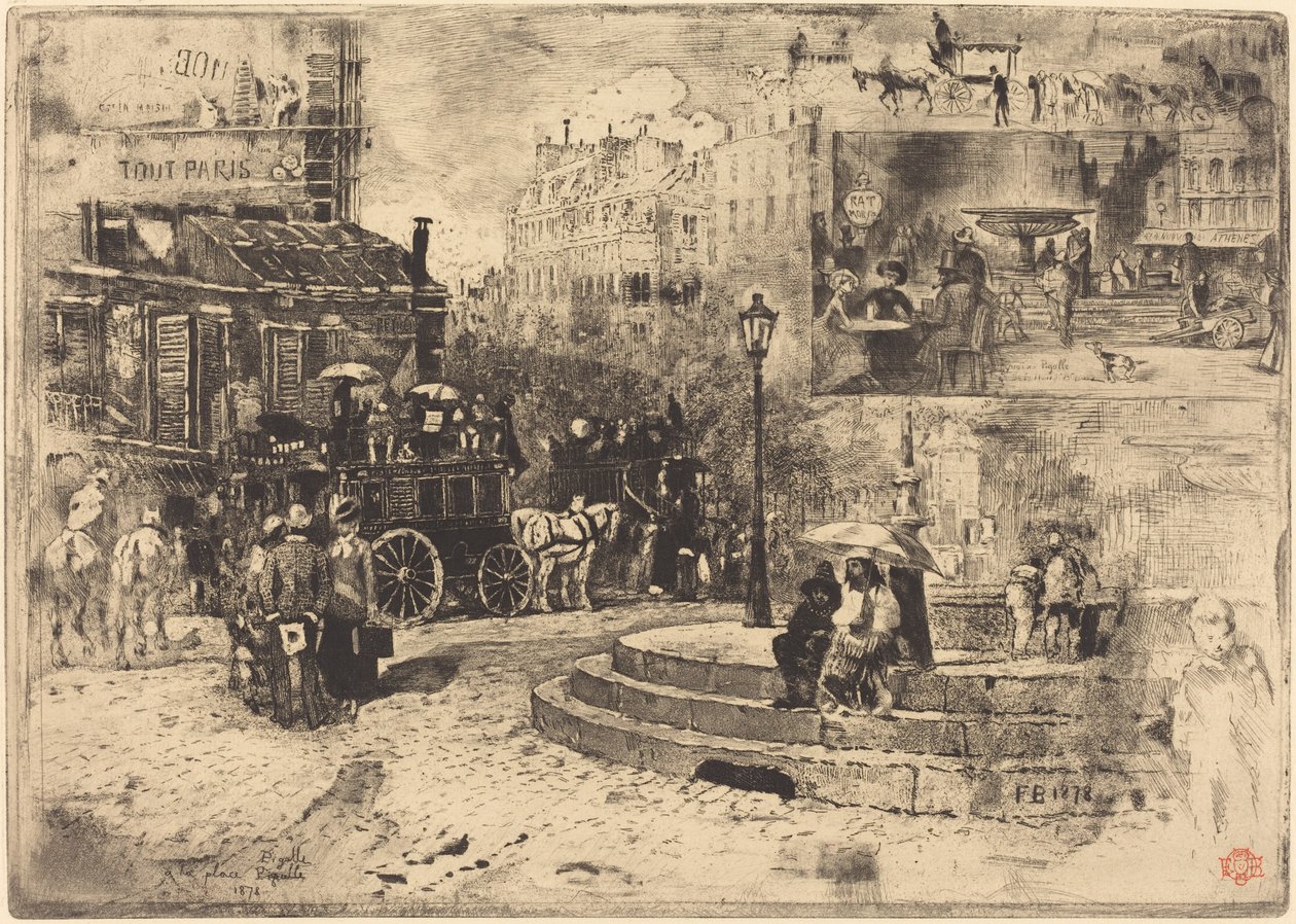 La Place Pigalle en 1878, 1878 de Felix Hilaire Buhot