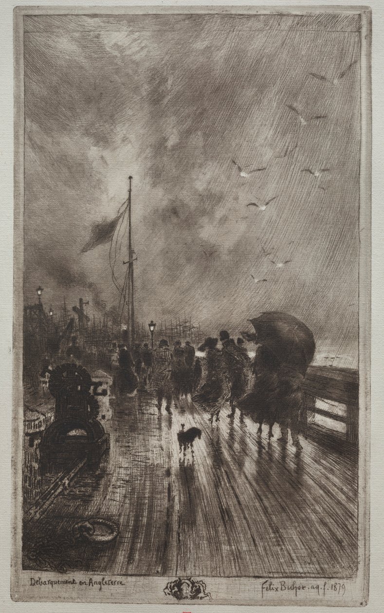 Desembarco en Inglaterra, 1879 de Felix Hilaire Buhot