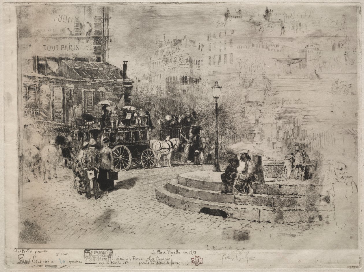 Place Pigalle en 1878 de Felix Hilaire Buhot