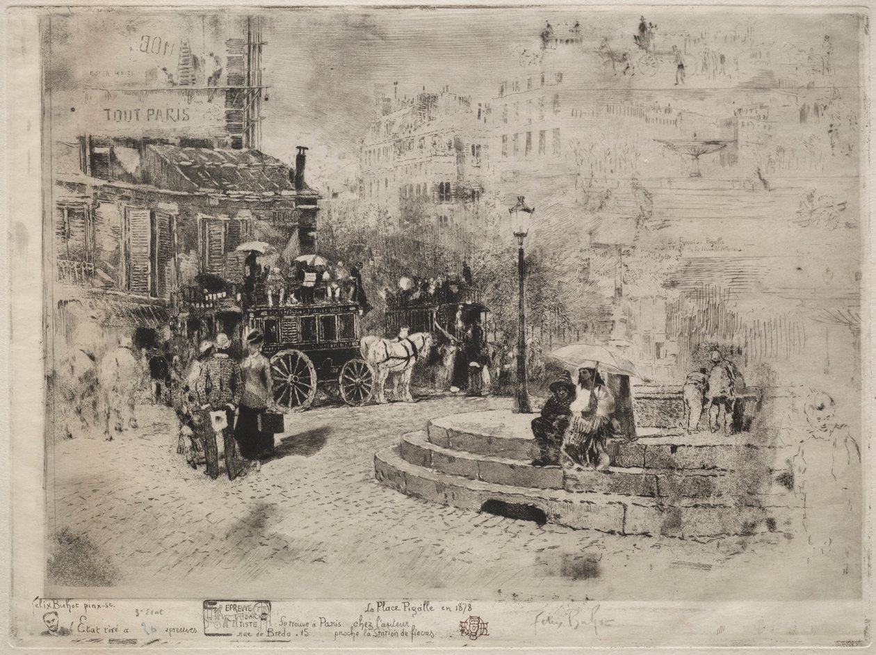 Place Pigalle en 1878, 1878 de Felix Hilaire Buhot