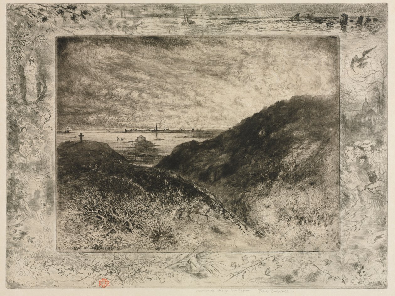 El acantilado: Bahía de Saint-Malo de Felix Hilaire Buhot