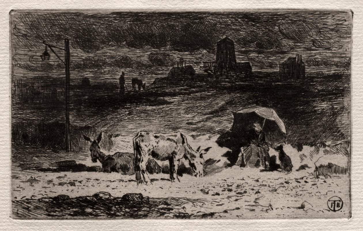 The Donkeys at the Hill of the Cailles de Felix Hilaire Buhot