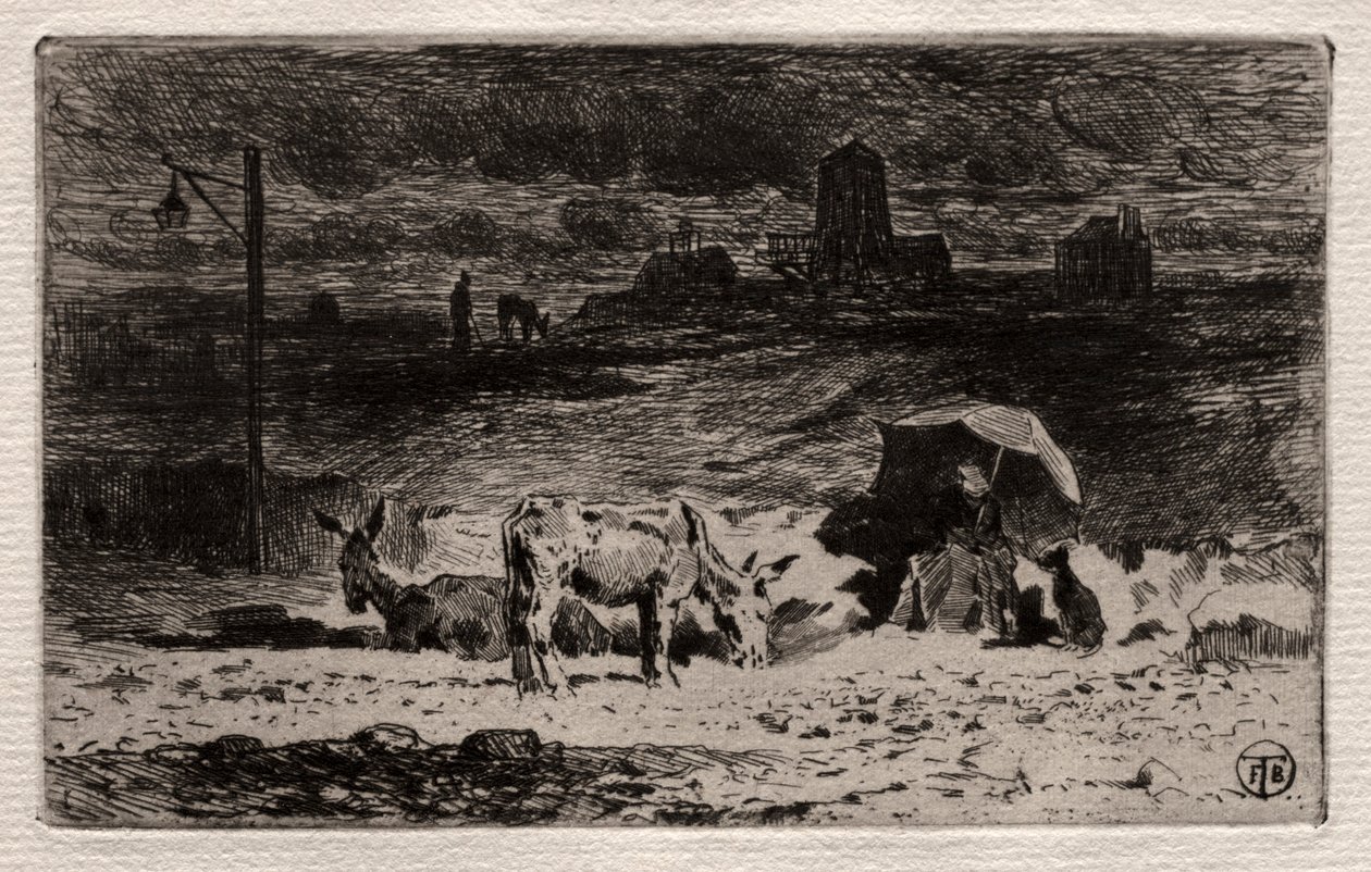 Los burros en la Colina de las Codornices, c. 1875 de Felix Hilaire Buhot
