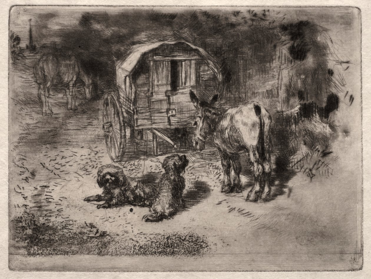 Los guardianes de la casa, o los amigos del saltimbanqui de Felix Hilaire Buhot