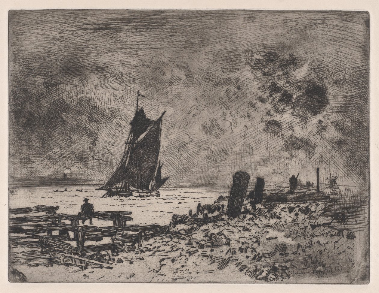 El Pequeño Marino - Recuerdo de Medway, 1879 de Felix Hilaire Buhot