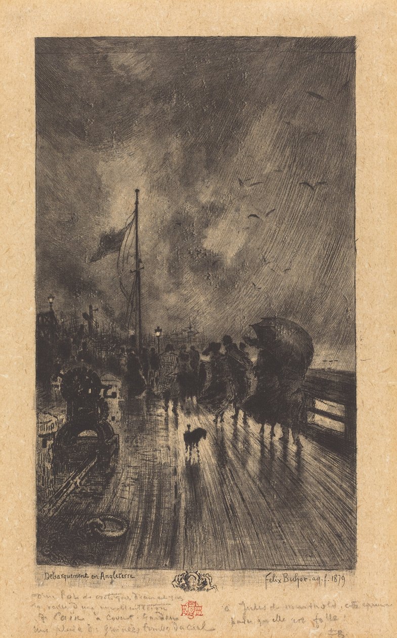 Un desembarco en Inglaterra, 1879 de Felix Hilaire Buhot