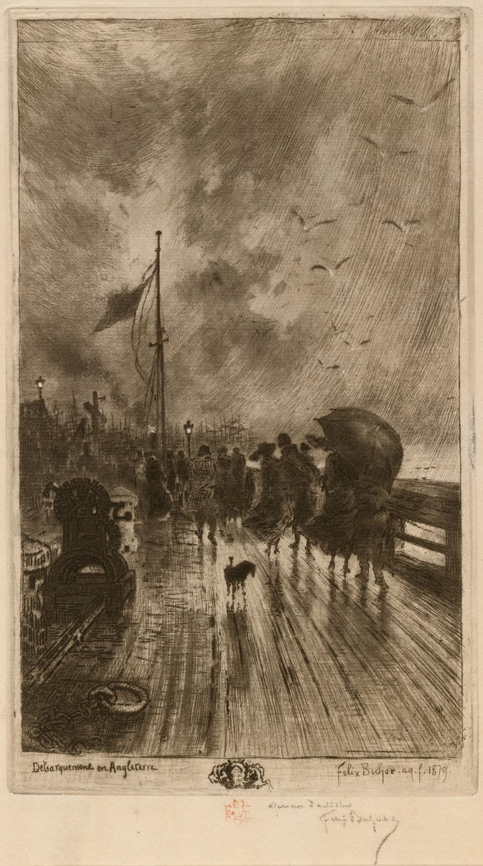 Un Desembarco en Inglaterra, 1879 de Felix Hilaire Buhot
