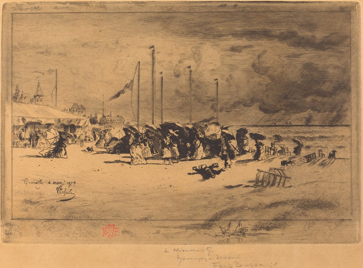 Un grano en Trouville, tormenta en Trouville, 1874-1875 de Felix Hilaire Buhot