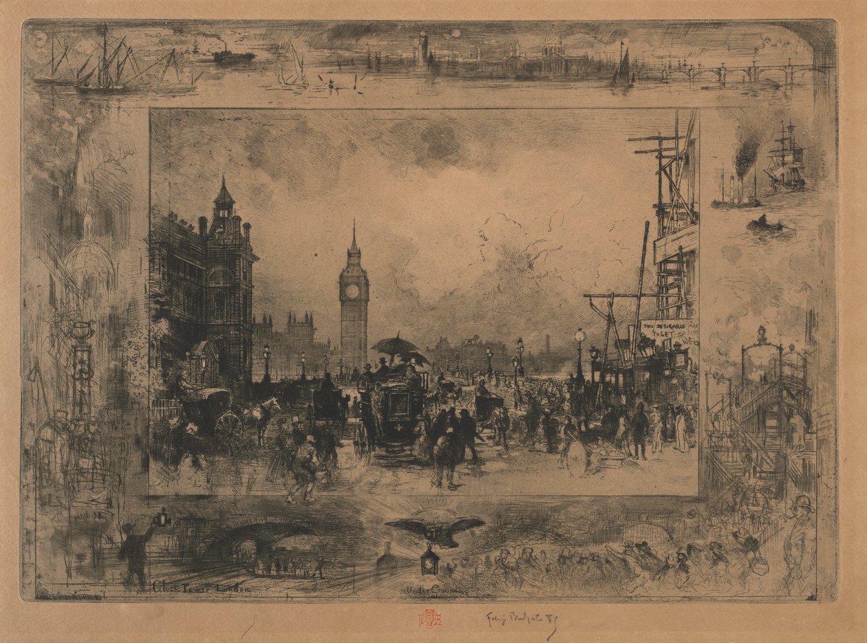 Puente de Westminster, o Torre de Westminster de Felix Hilaire Buhot