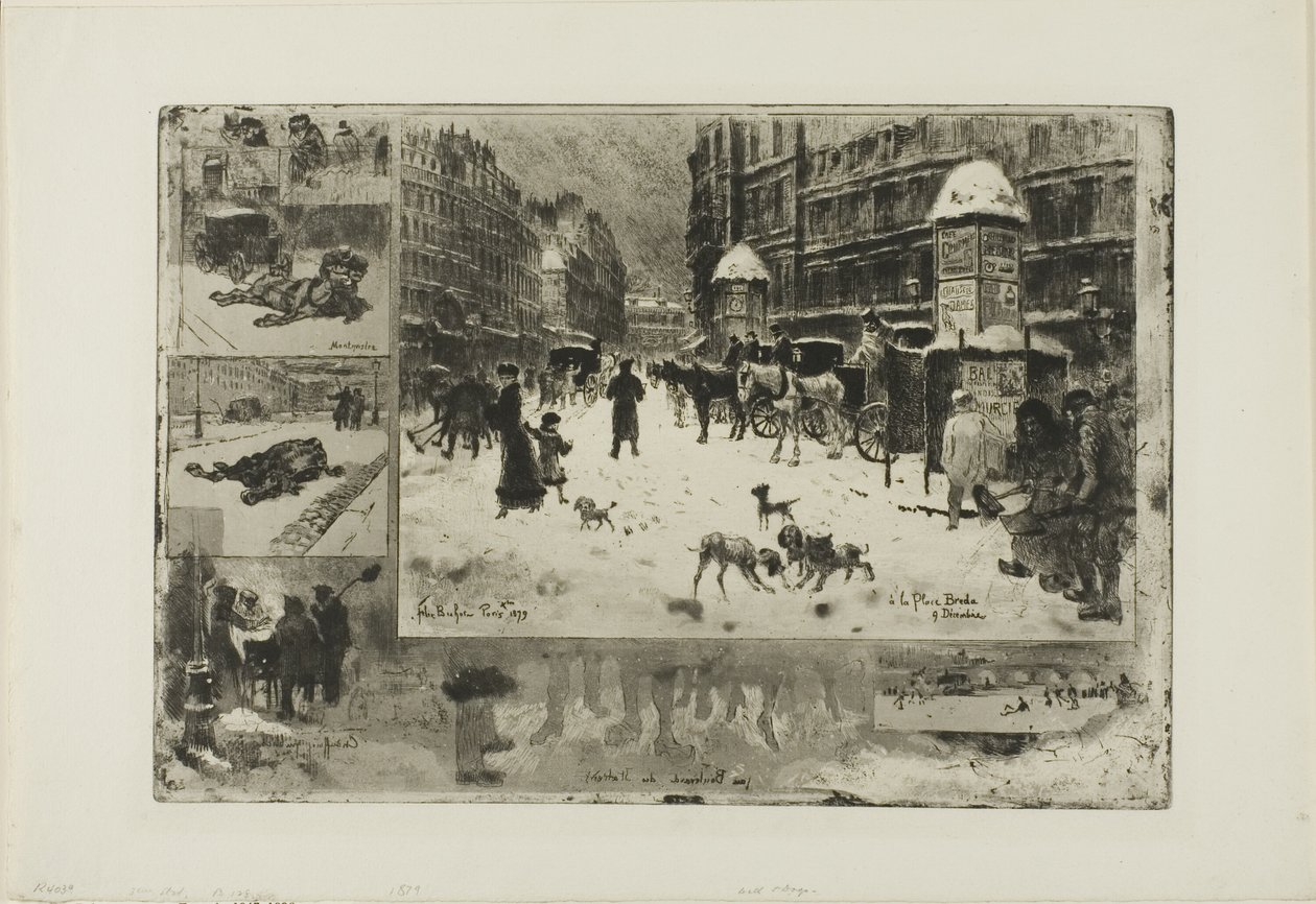 Invierno en París de Felix Hilaire Buhot