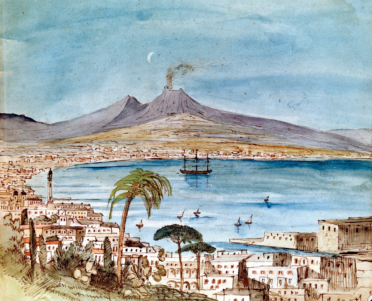 Acuarela del Monte Vesubio por Felix Mendelssohn de un libro de imágenes para su hijo Paul de Felix Mendelssohn