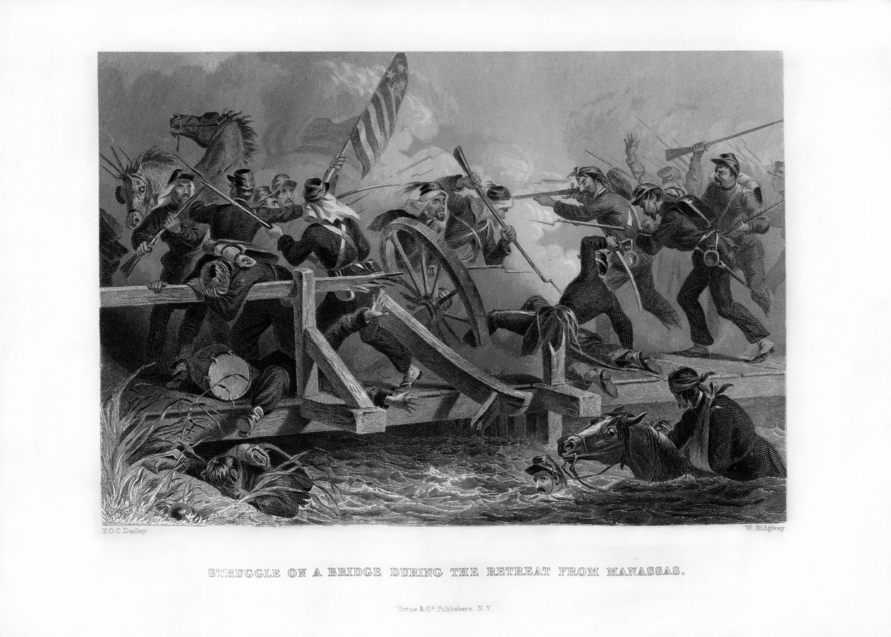 Lucha en un puente durante la retirada de Manassas, Virginia, 1862-1867 de Felix Octavius Carr Darley