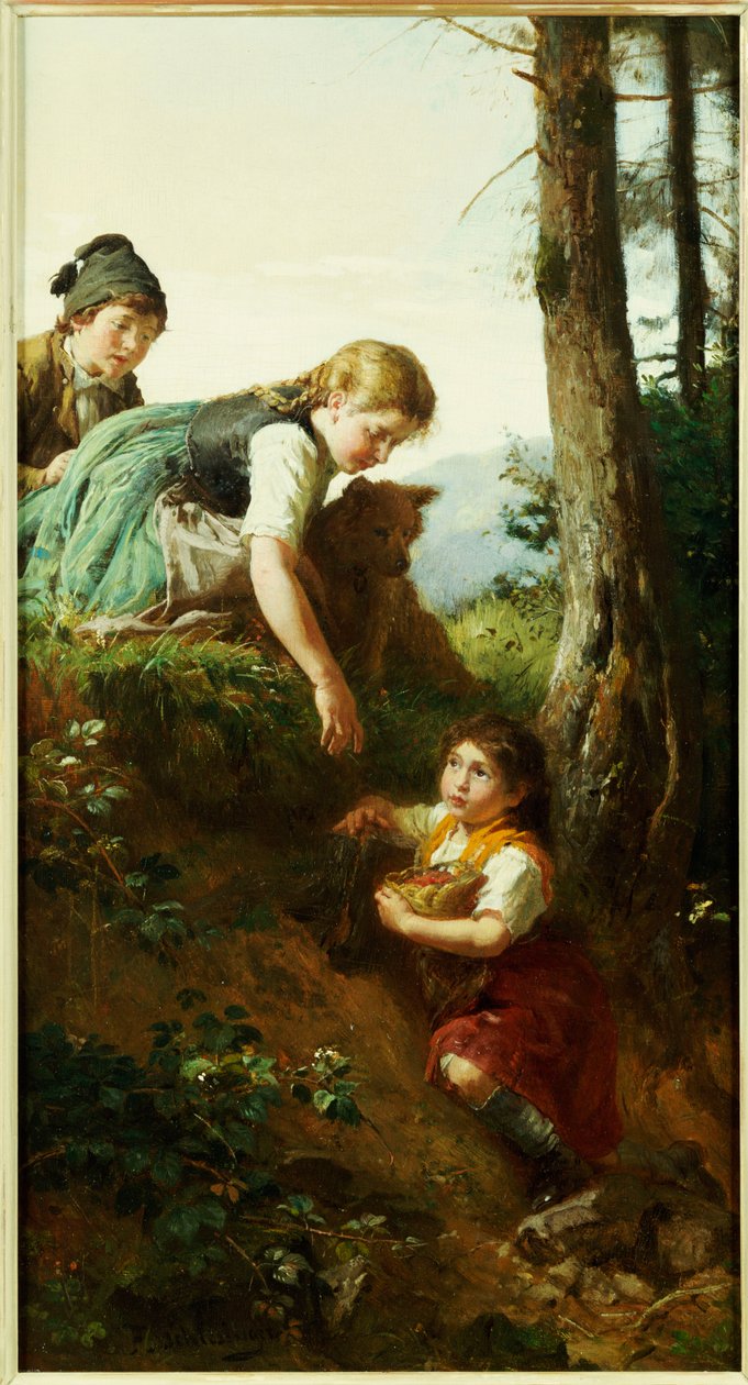 Niños recogiendo bayas de Felix Schlesinger
