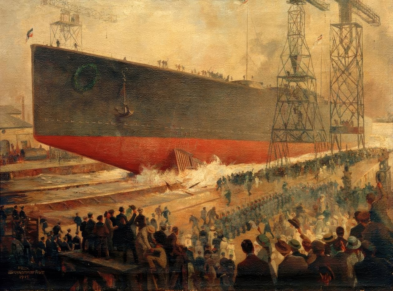 Botadura del Hindenburg en Wilhelmshaven de Felix Schwormstadt
