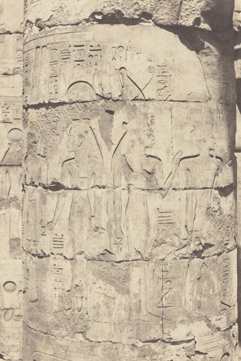 Karnak (Tebas), Palacio--Sala Hipóstila--Columna central--Decoración de un Fut,1853 (foto) de Félix Teynard