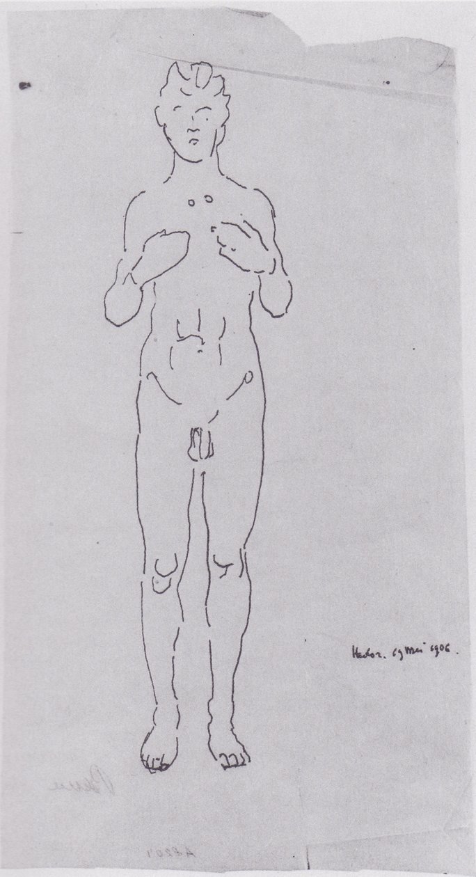 Estudio de figuras para la vista al infinito III de Ferdinand Hodler