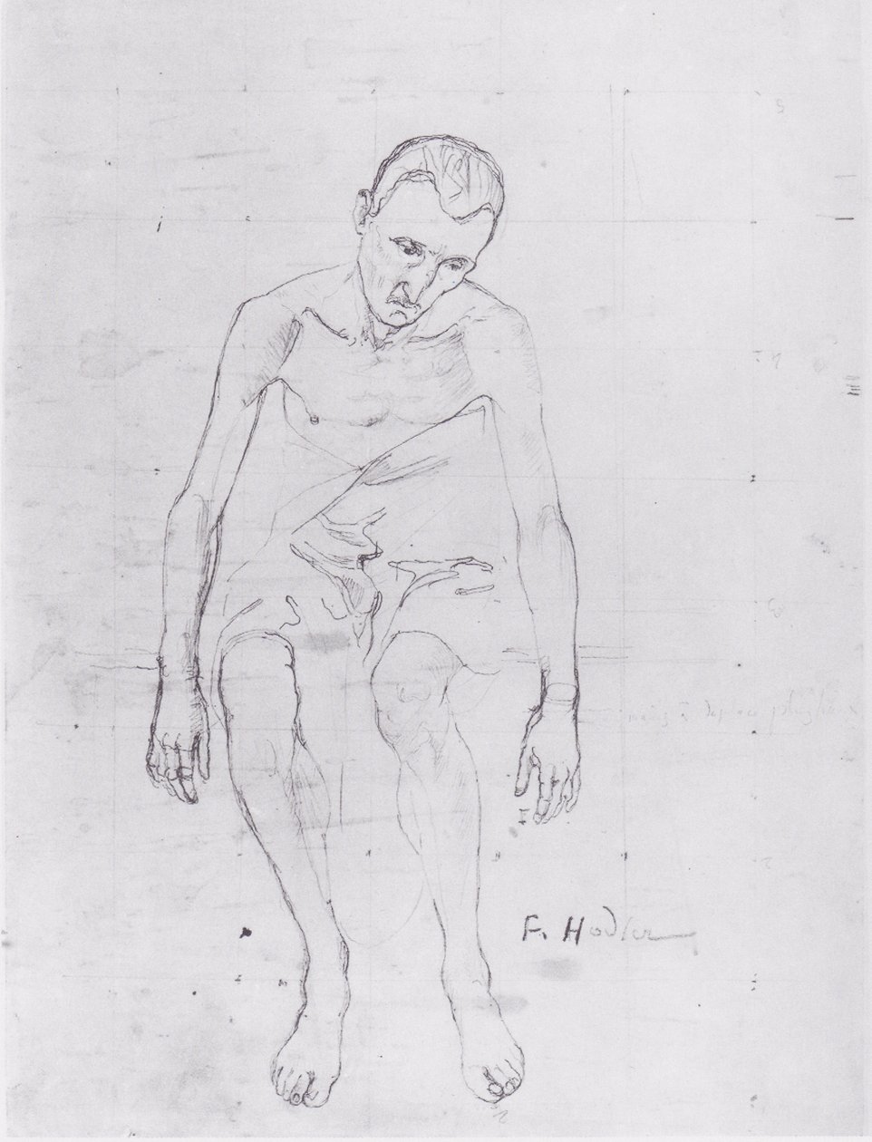 Estudio para la figura central de Lebensmüde de Ferdinand Hodler
