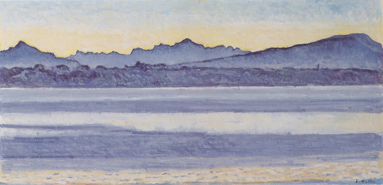 Lago de Ginebra con Mont-Blanc al amanecer de Ferdinand Hodler