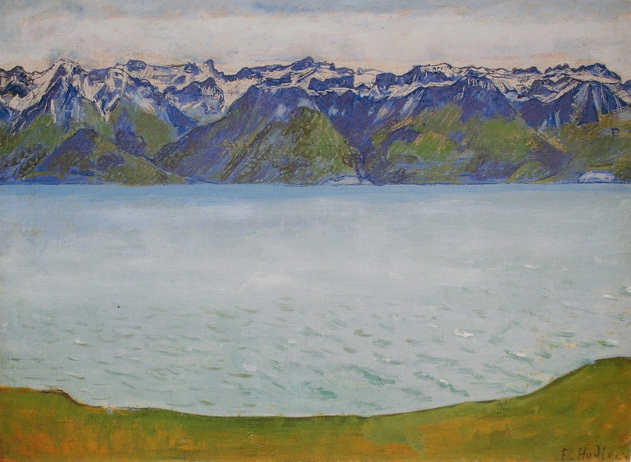 Lago de Ginebra con montañas de Saboya de Ferdinand Hodler