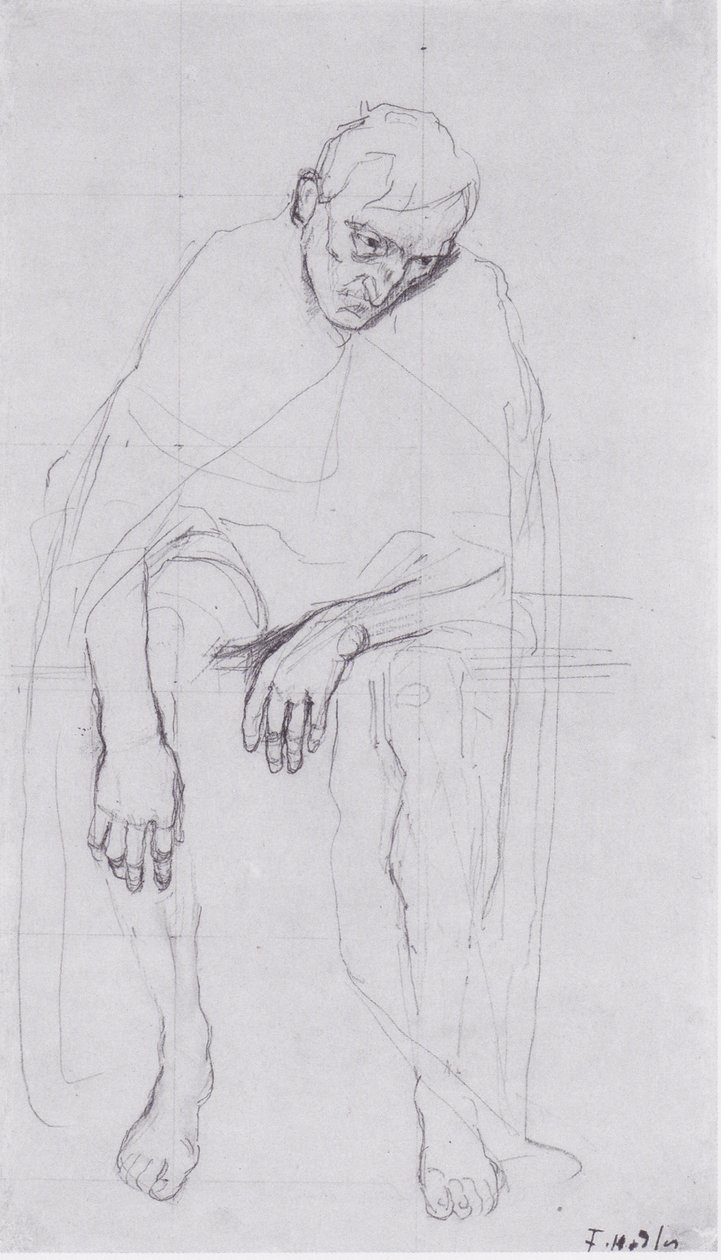 Anciano sentado - Estudio para las almas decepcionadas o para los cansados de la vida de Ferdinand Hodler