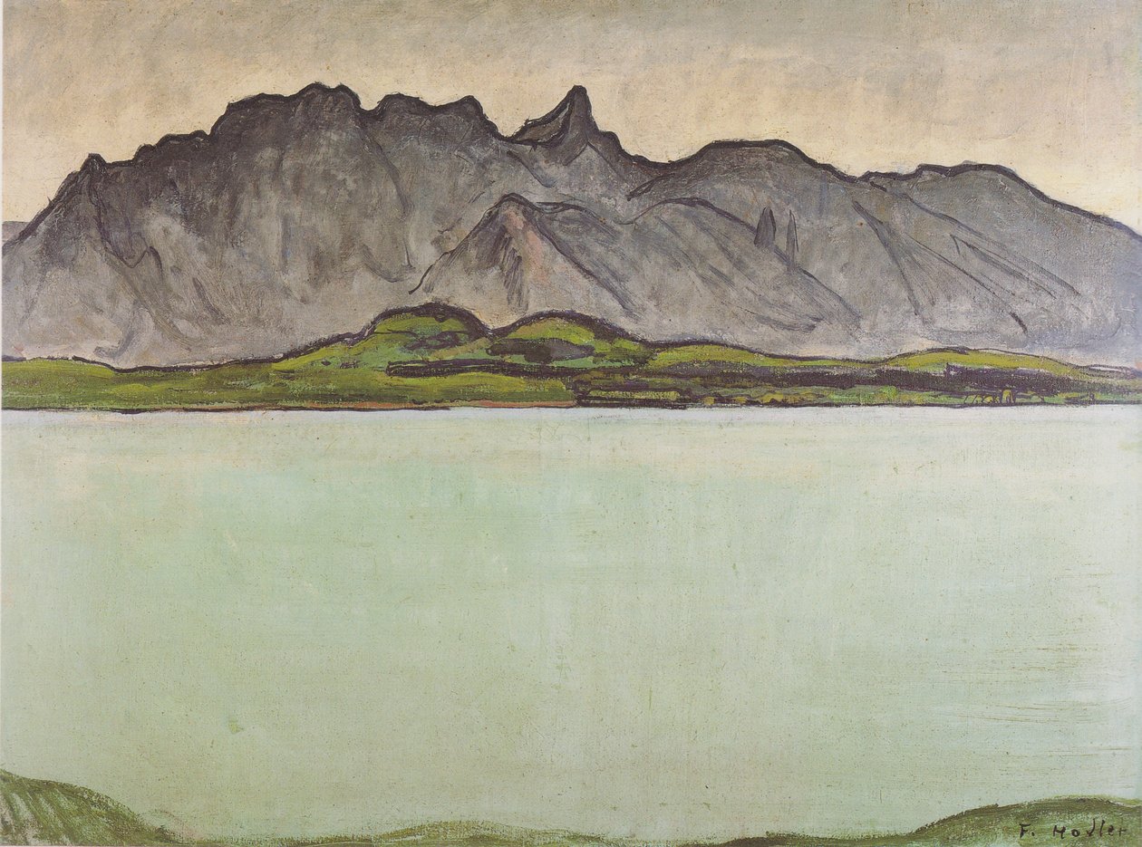 Lago de Thun con la cadena de Stockhorn de Ferdinand Hodler
