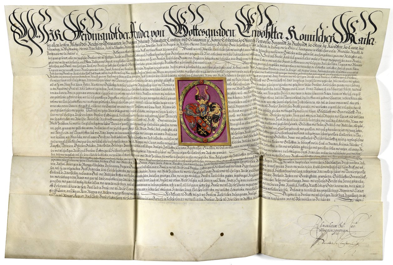 Diploma de nobleza de Jacob von Fridrich 1630 de Ferdinand II.