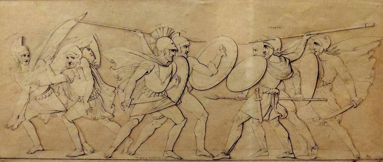 Combate entre griegos y troyanos, estudio para relieve de Ferdinand Pettrich