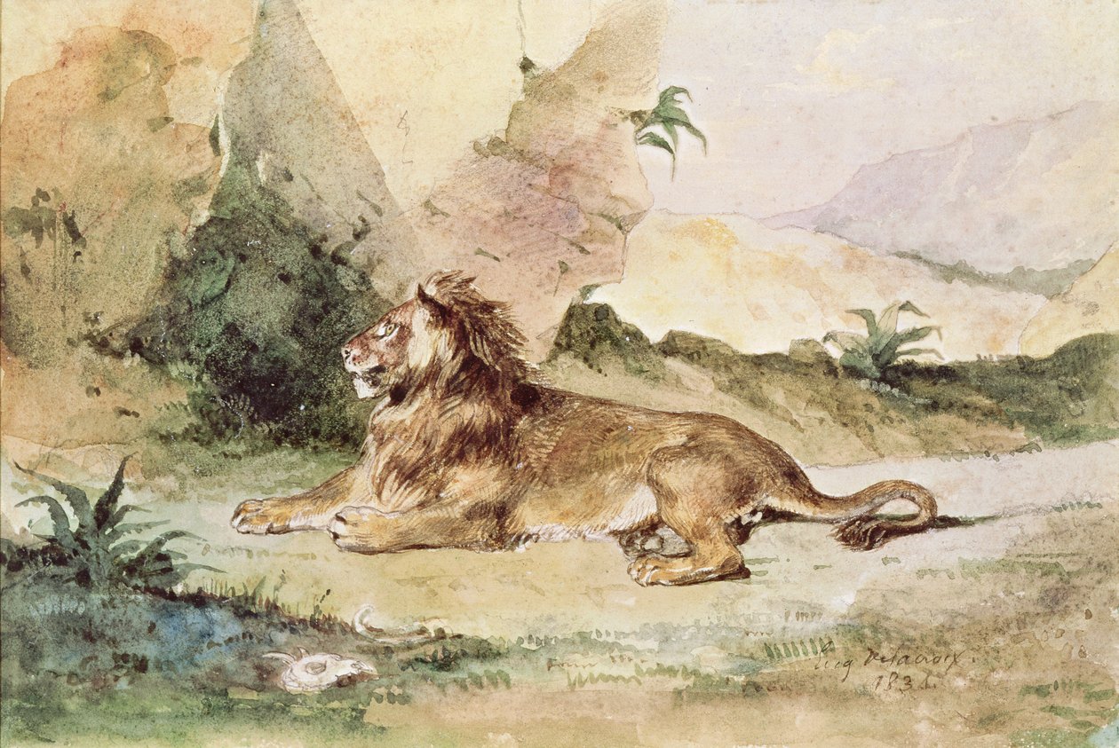 Un león en el desierto, 1834 de Ferdinand Victor Eugene Delacroix